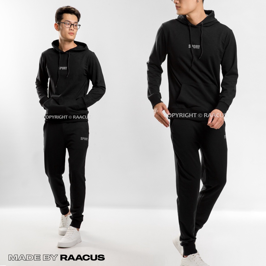 Bộ nỉ nam RAACUS chất nỉ da cá cao cấp mùa đông, bộ thể thao nam chất nỉ thu đông SPORT - D1DBD218