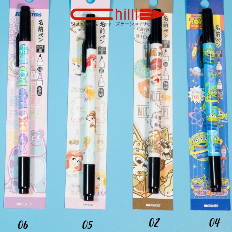 Bút 2 Đầu Sun-Star Name Pen CP DC Họa Tiết Hoạt Hình Cực Xinh 2 Đầu Viết Trên Mọi Bề Mặt Không Trôi