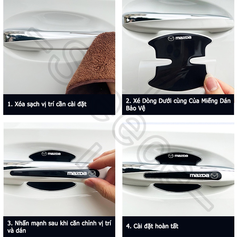 Sieece Miếng Dán Tay Nắm Cửa Ô Tô Epoxy Miếng Dán Hõm Cửa Ô Tô Chống Xước Trầy Xe Hơi Dán Xe Trang Trí ô Tô Cho Mazda 3 5 CX7 MX5 6 Wagon CX5 2 RX7 CX30 CX-3 CX8 CX3 Atenza BT50 323 Axela CX9 RX8