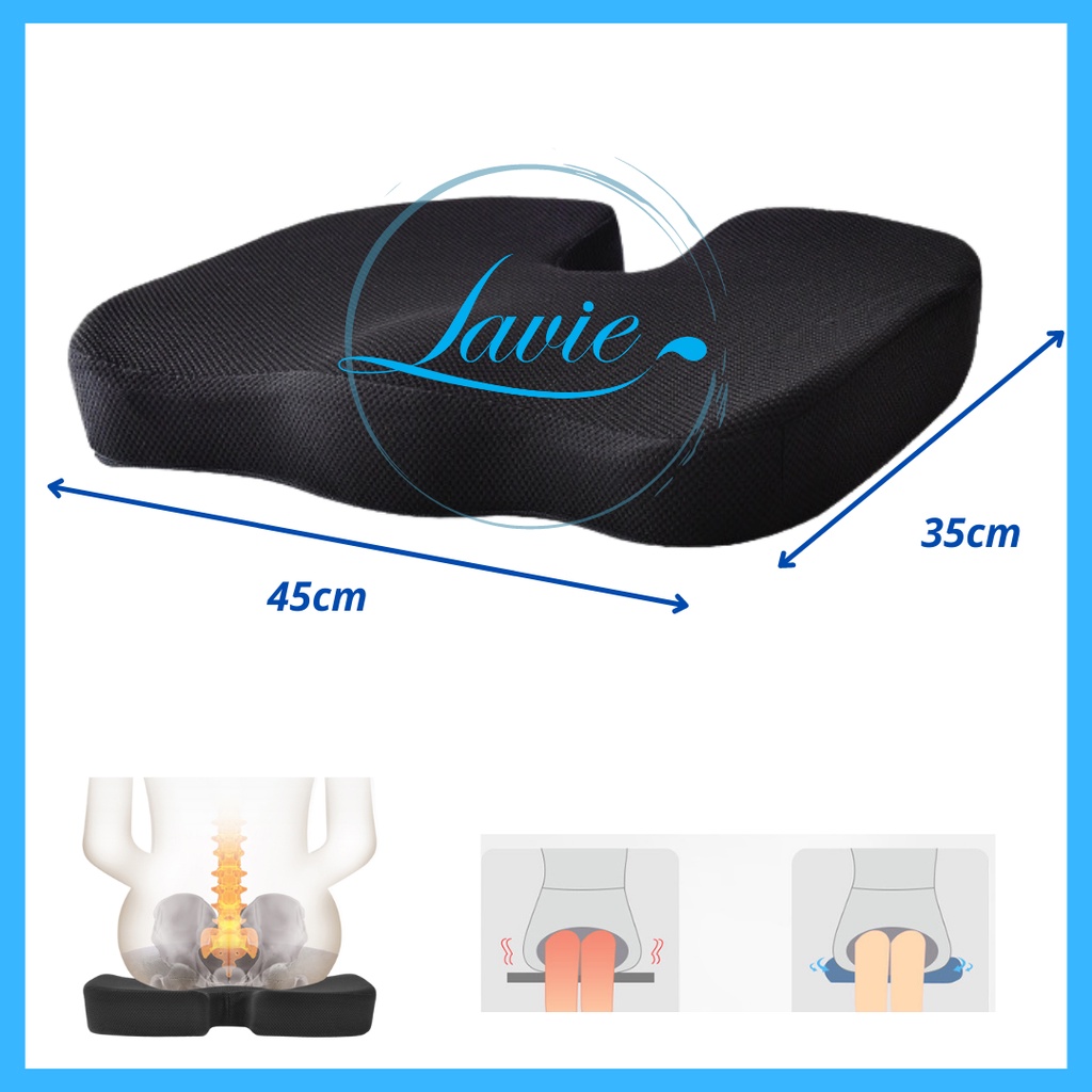 Set 2 gối tựa lưng, gối lót ngồi ngồi văn phòng, ô tô bằng cao su non vỏ lưới cao cấp có viền đai cài