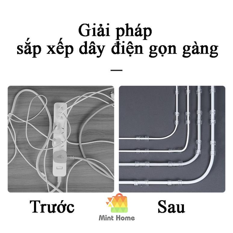 Nẹp dây điện dán tường treo giữ cố định cáp sạc thông minh, bộ kẹp đi dây điện 20 cái có keo 3M𝐅𝐑𝐄𝐄 𝐒𝐇𝐈𝐏