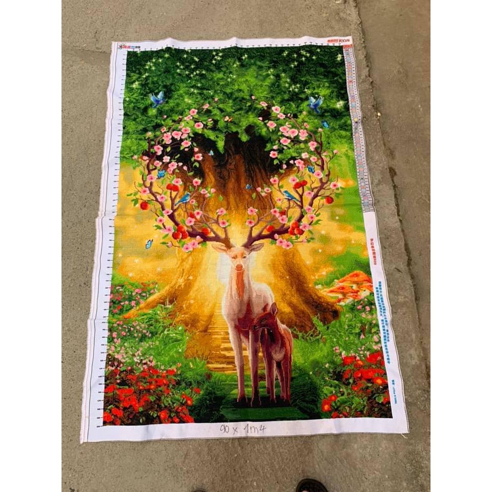 Tranh thêu chữ thập Con Hươu tài lộc FJ0788 FJ0789 HH0879 HH0880 FJ0794