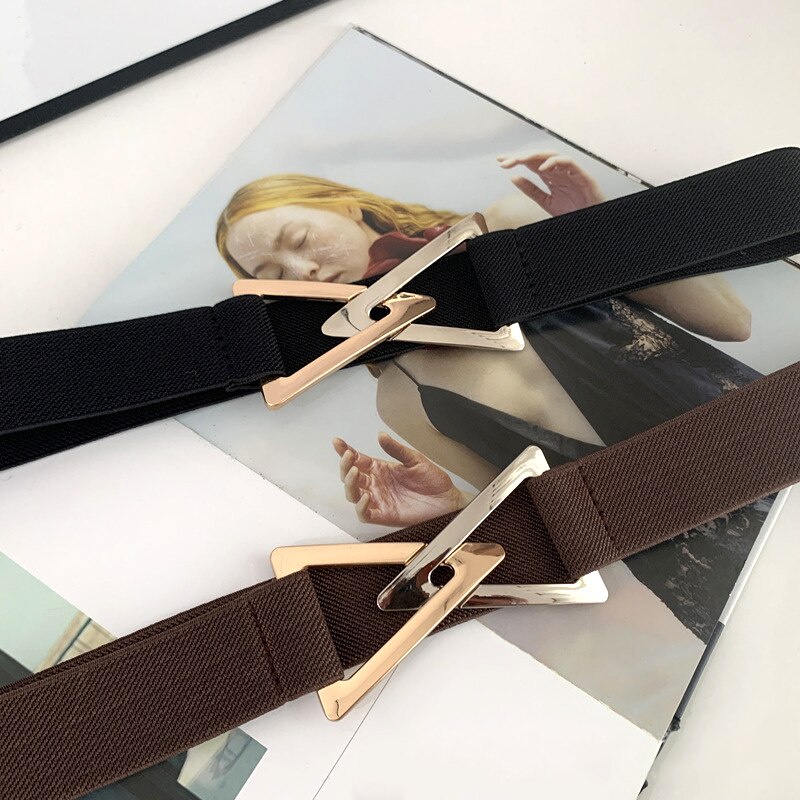 Thắt Lưng Nữ Vải Canvas Màu Đen Khóa Hình Tam Giác