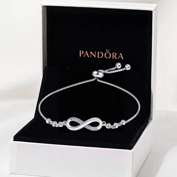 Vòng Tay Pandora Mạ Vàng 18K Đính Đá Zirconia Hình Vô Cực Thời Trang Cho Nữ 925