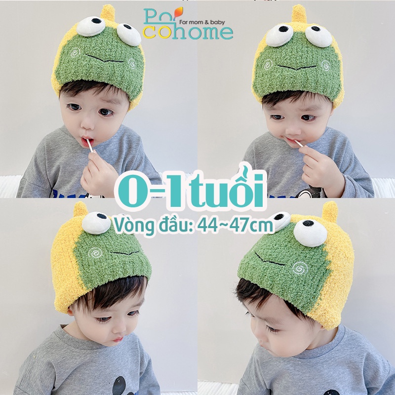 Mũ nón lông cừu dày dặn, ấm thiết kế 3D chú ếch dễ thương, mềm êm cho bé từ 0-1 tuổi phong cách Hàn Quốc HOT