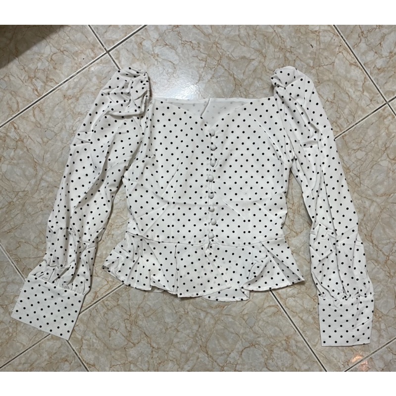 Áo Banichonghuai QC Chấm Bi Cổ Vuông Dễ Thương Size XS