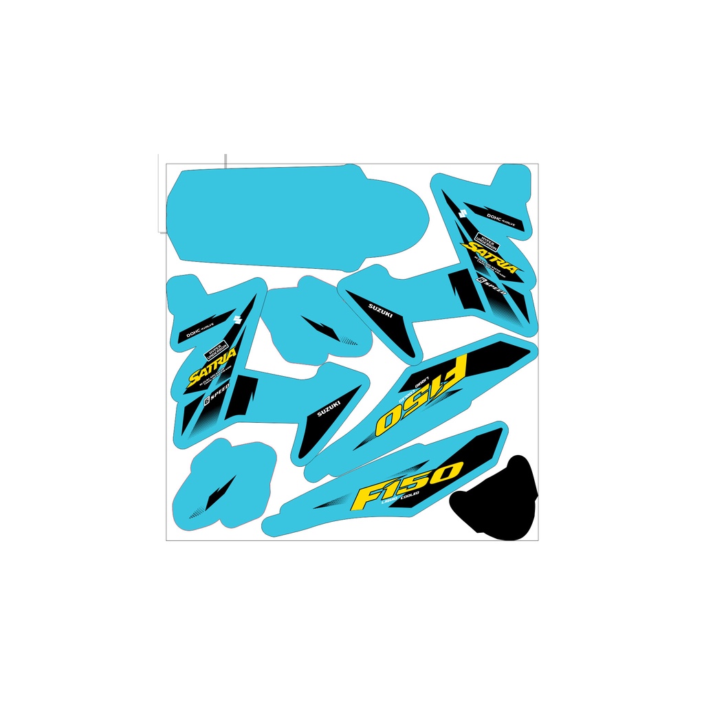 Tem Trùm Satria mẫu zin màu xanh đen trắng vàng