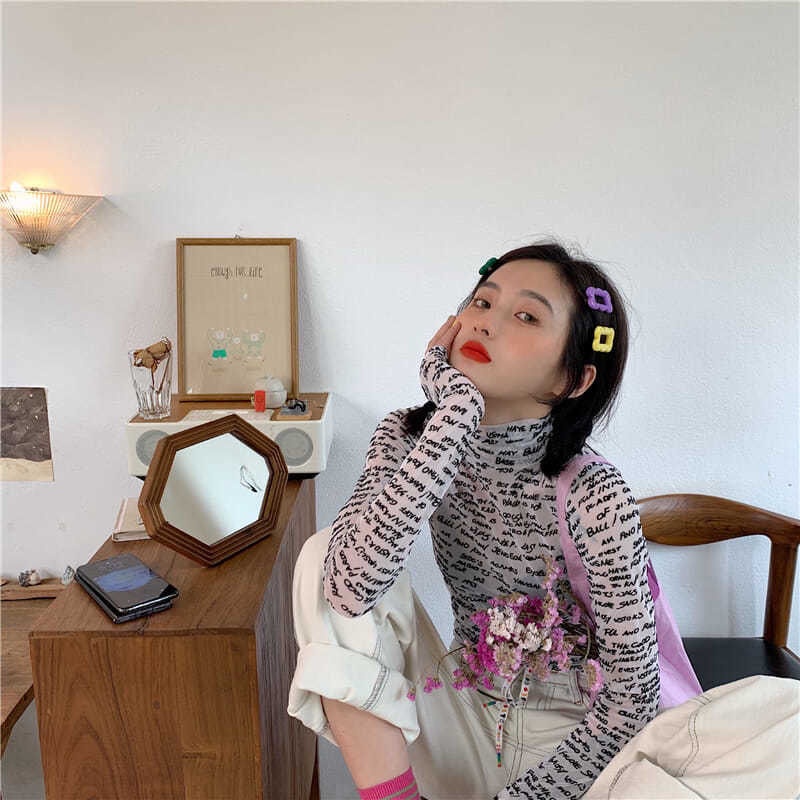 Áo Thun Mỏng Tay Dài Nhiều Lớp In Chữ Chống Nắng Mùa Hè Cho Nữ