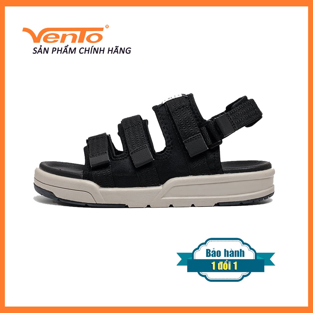 Sandal Vento Quai Ngang SD1001 Black Grey Dòng Streetwear Unisex F7 [Đế IP cao 3cm]