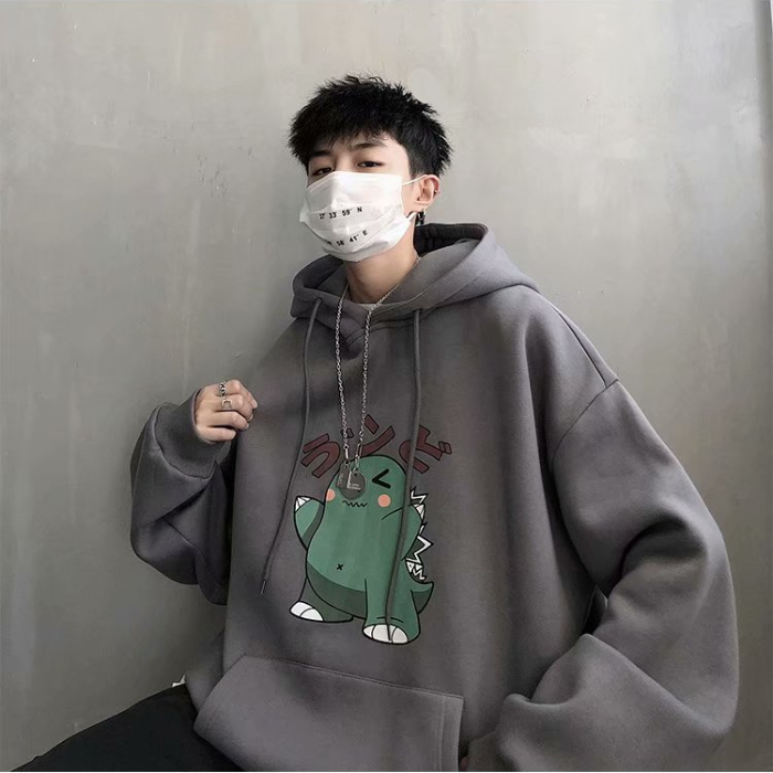 Áo Hoodie Cotton Dáng Rộng In Họa Tiết Hoạt Hình Cá Tính Dành Cho Nam | BigBuy360 - bigbuy360.vn