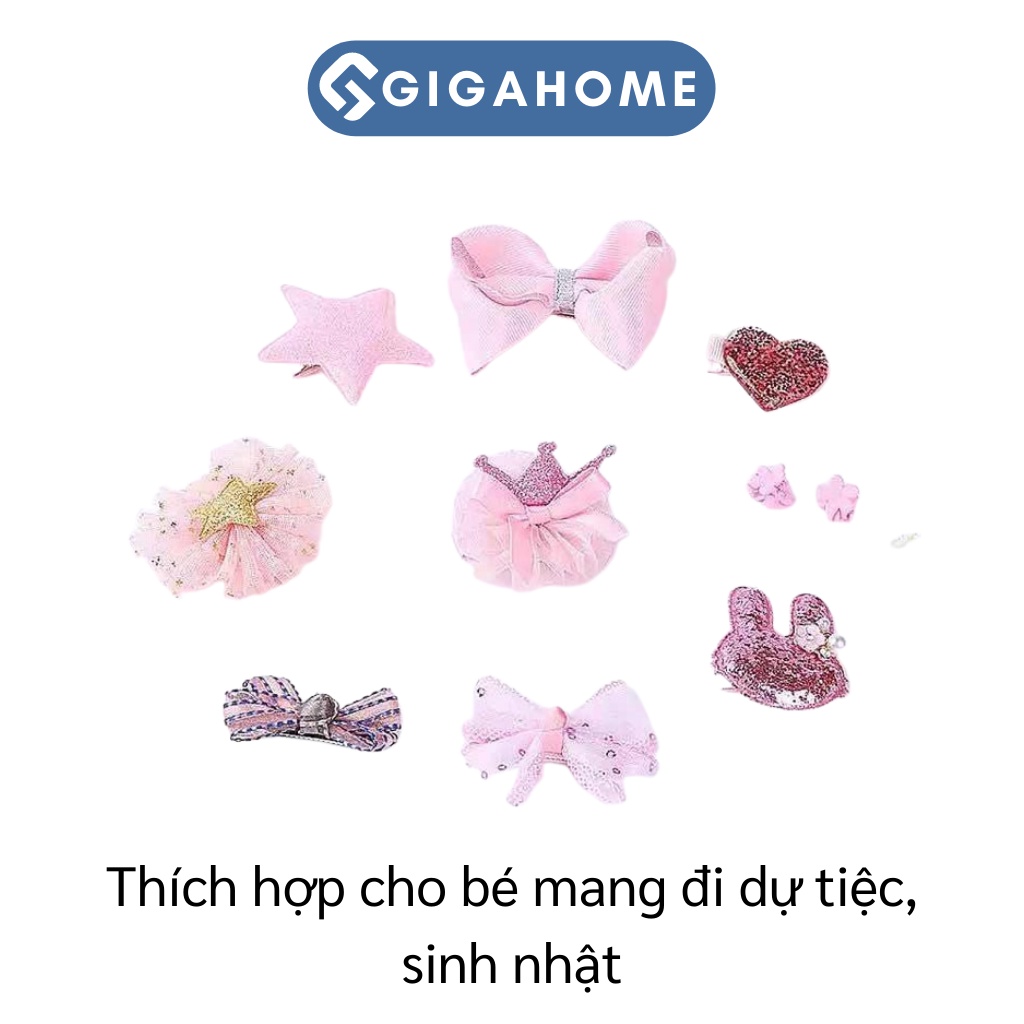 Hộp 10 Phụ Kiện Nơ, Kẹp Tóc Cho Bé GIGAHOME Giao Ngẫu Nhiên 4082