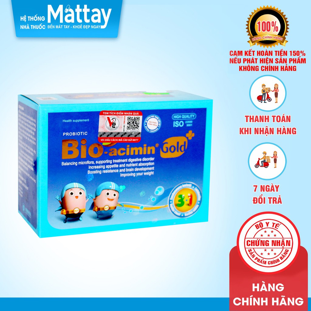 Bio Acimin Gold - Hộp 30 Gói - Cân Bằng Hệ Vi Sinh Đường Ruột, Giúp Ăn Ngon