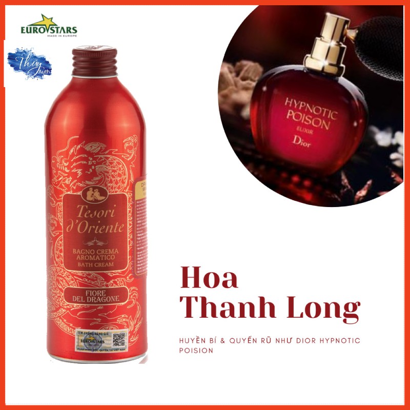 [ Hàng Chính Hãng Kèm Vòi ] Sữa Tắm Nước Hoa Ý Tesori Hương Hoa Thanh Long Chai Màu Đỏ 250 - 500ml