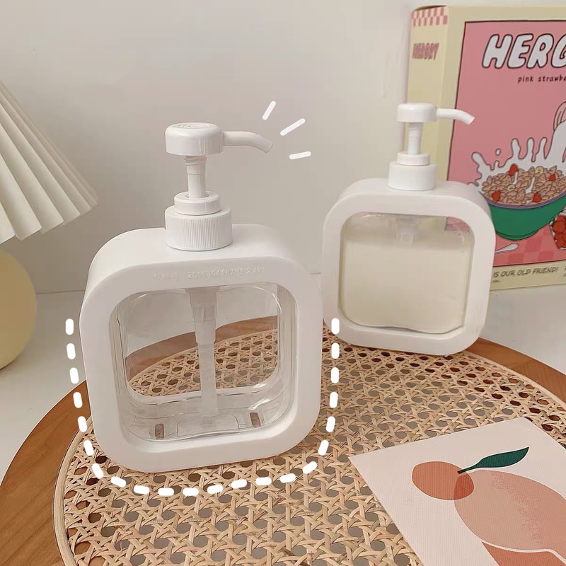 Chai Nhựa Trong Suốt Hình Vuông Dung Tích 500ml Dùng Đựng Xà Phòng/Mỹ Phẩm Khi Đi Du Lịch