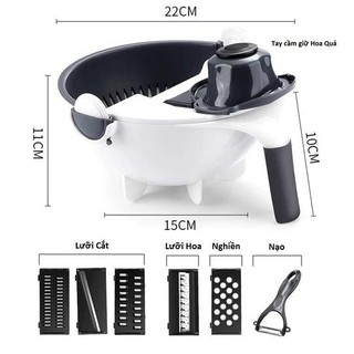 Rổ đa năng đi kèm bộ lưỡi gọt nạo rau củ quả - tặng kèm 1 nạo cầm tay và 1 tay đẩy