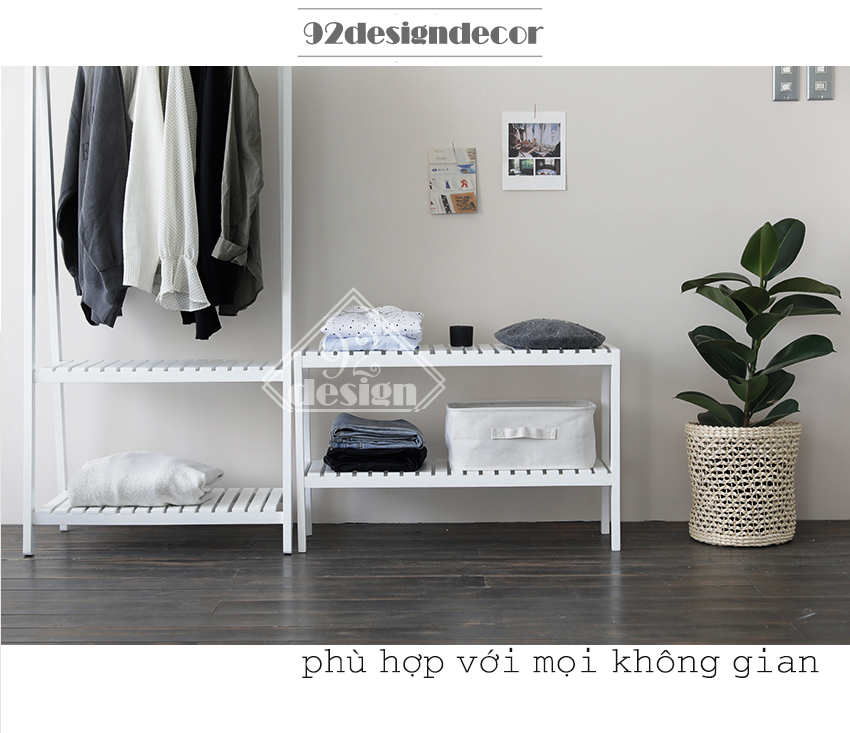 Giá/kệ để quần áochữ A 2 tầng  - Trắng/đen - 92designdecor - HÀNG TIÊU CHUẨN XUẤT KHẨU