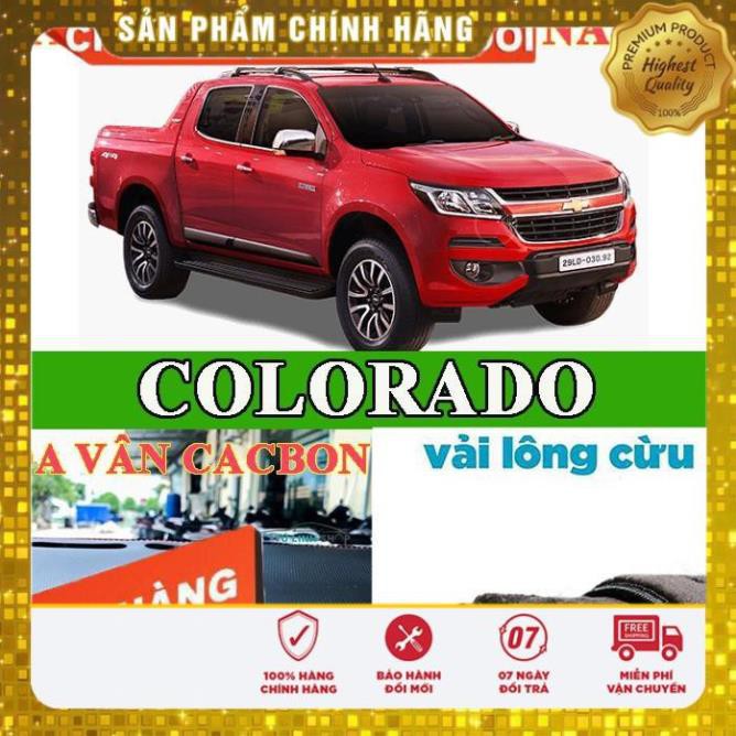 FREE SHIP- Thảm taplo Chevrolet Colorado bằng lông Cừu 3 lớp hoặc Da Cacbon