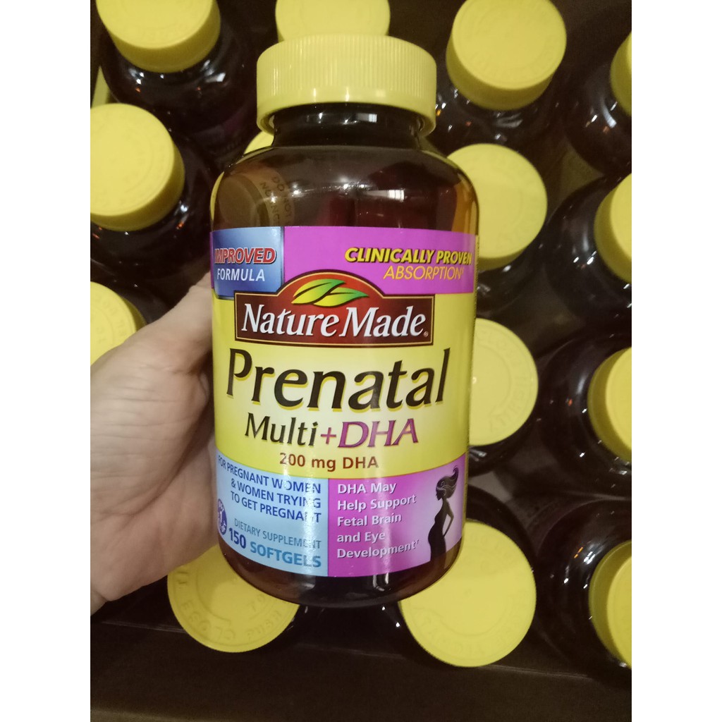 Thuốc bổ cho bà bầu của Mỹ Nature Made Prenatal  multi + DHA 150 viên