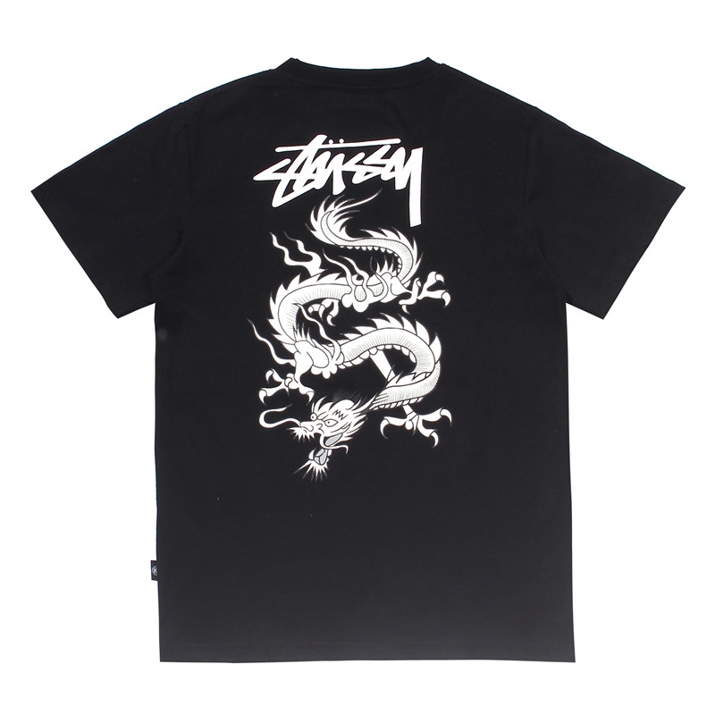 Áo thun tay ngắn cổ tròn in họa tiết chữ Stussy phong cách cá tính cho nam nữ size M-XXL