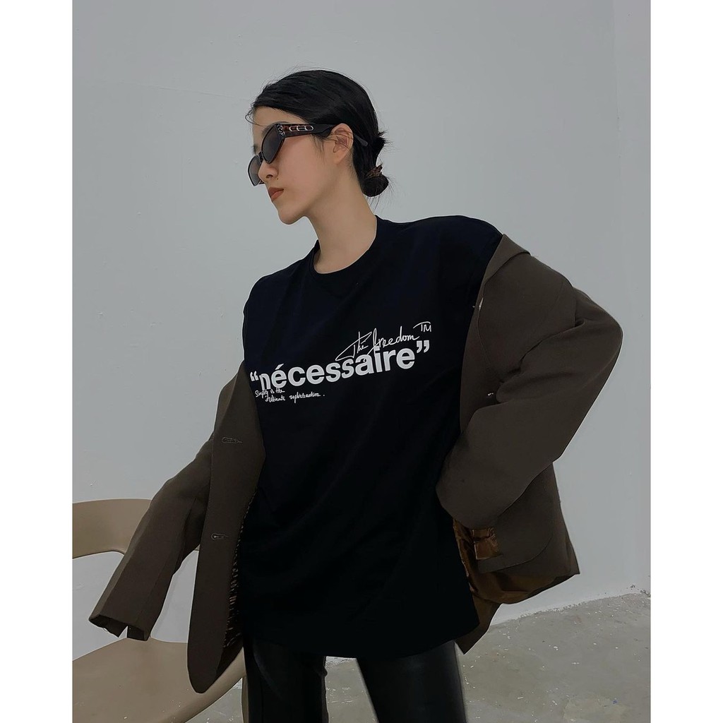 Áo thun nữ BASIC-Nécessaire , áo phông form rộng tay lỡ unisex chất cotton dày dặn M141