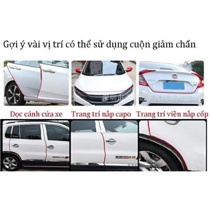 Cuộn 5m gioăng cao su chữ U lõi thép cho xe hơi 4-5 chỗ