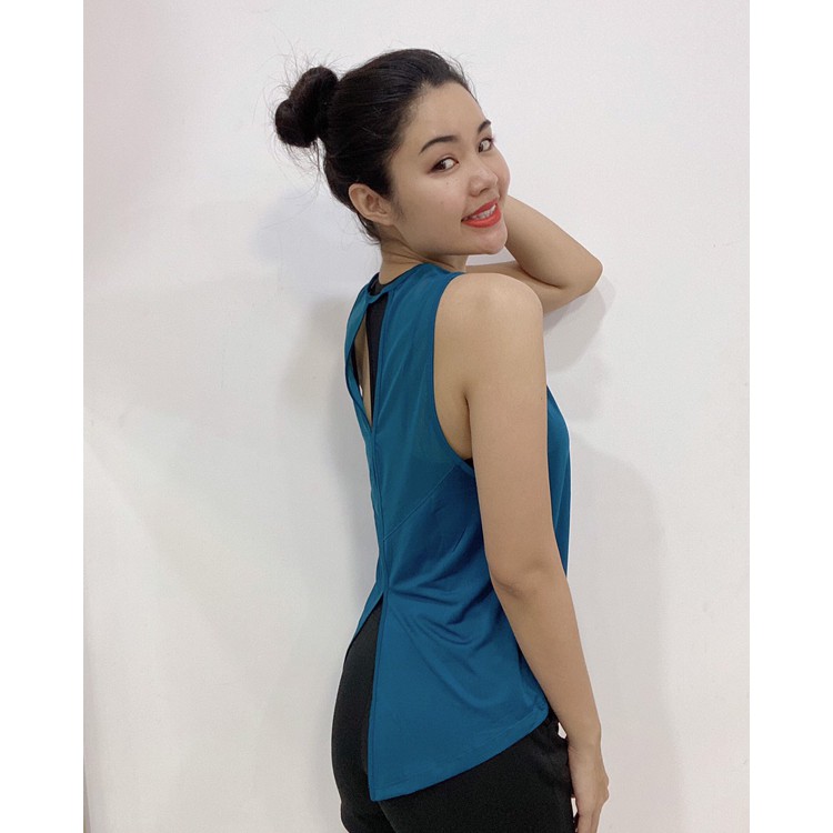 Áo tanktop nữ tập Gym - Yoga phối lưới lưng TANKTRON