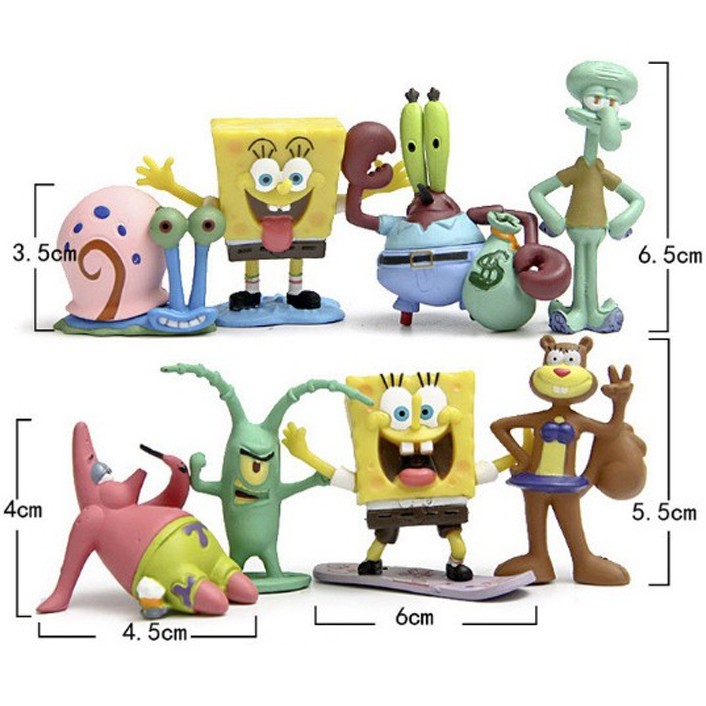 Bộ 08 Mô Hình Nhân Vật Bọt Biển Tinh Nghịch - Sponge Bob