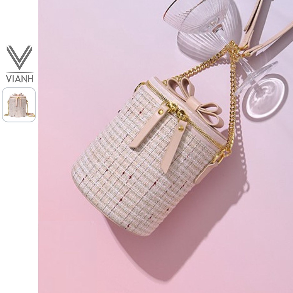 Túi đeo chéo nữ đẹp Nucelle thời trang trụ tròn phối nơ bướm ViAnh Store 1171989