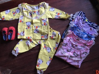combo 4 bộ pizama cho bé gái