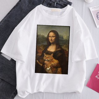 Áo thun Unisex Mèo Mona Lisa dễ thương vui nhộn- áo thun form rộng ngắn tay