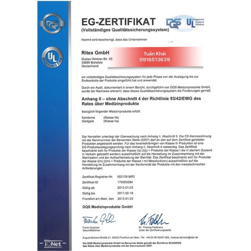 Tuýp tạo môi trường Ritex giúp thụ thai