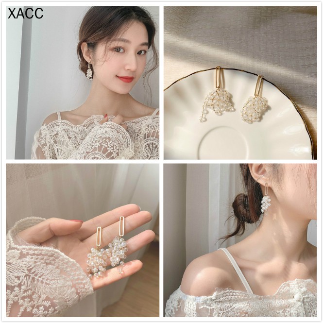 Đôi khuyên tai dài đính đá pha lê thời trang cho nữ