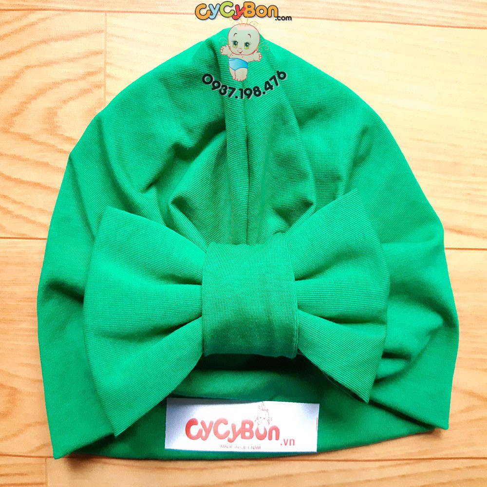 Mũ Nón Turban Cho Bé Gái Màu Xanh Lá Cây Chất Vải Cotton Chiều Co Giãn Có Nhiều Kiểu Và Có Size Bé