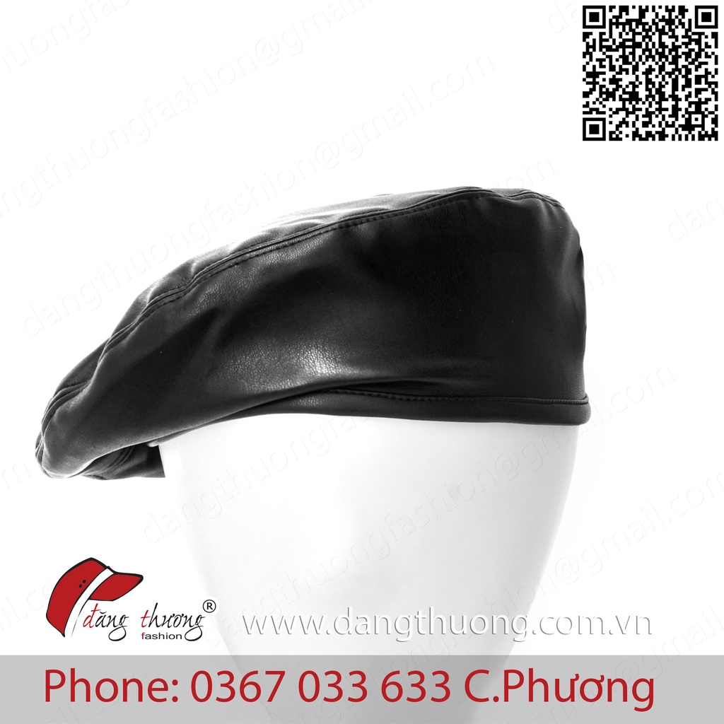 Mũ nồi da đen HÌNH THẬT CLIP THẬT leather beret