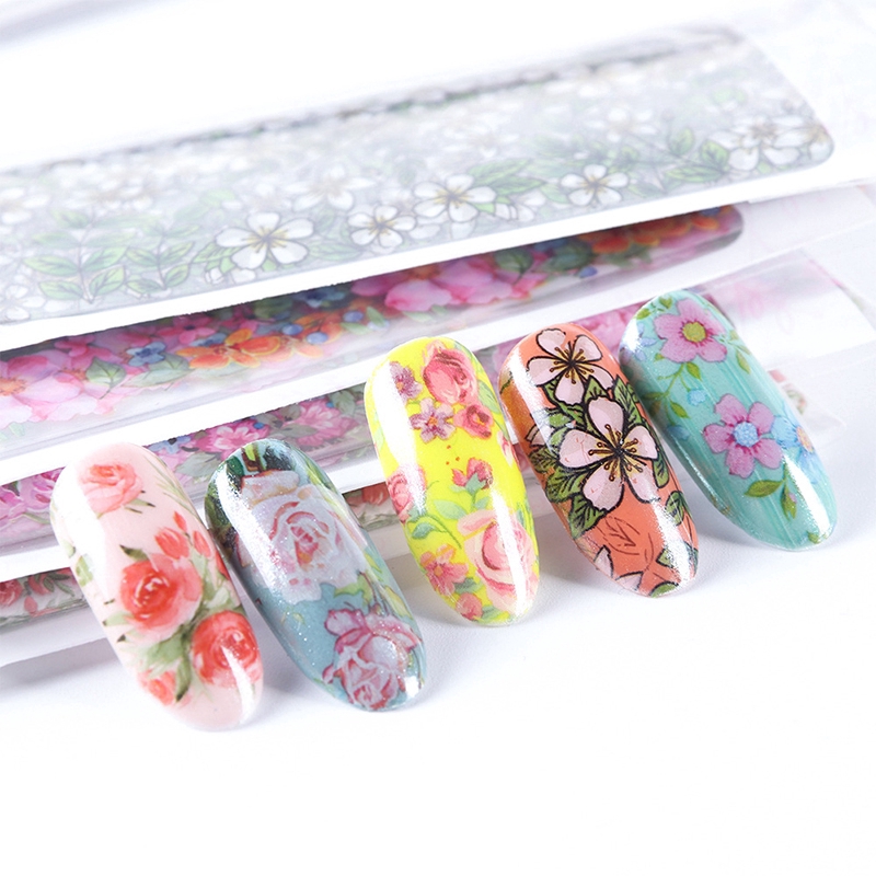 (Hàng Mới Về) Set 10 Nhãn Dán Trang Trí Móng Tay Nghệ Thuật Hình Hoa Hồng