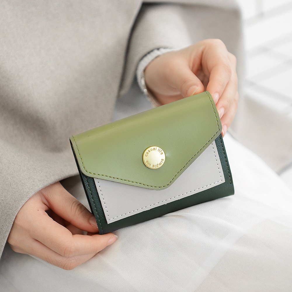 Ví nữ ngắn cầm tay gấp gọn thời trang phối màu trẻ trung nhiều ngăn tiện dụng HX164