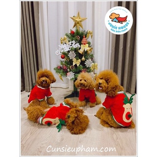 Áo bông đỏ Noel tuần lộc cho chó mèo