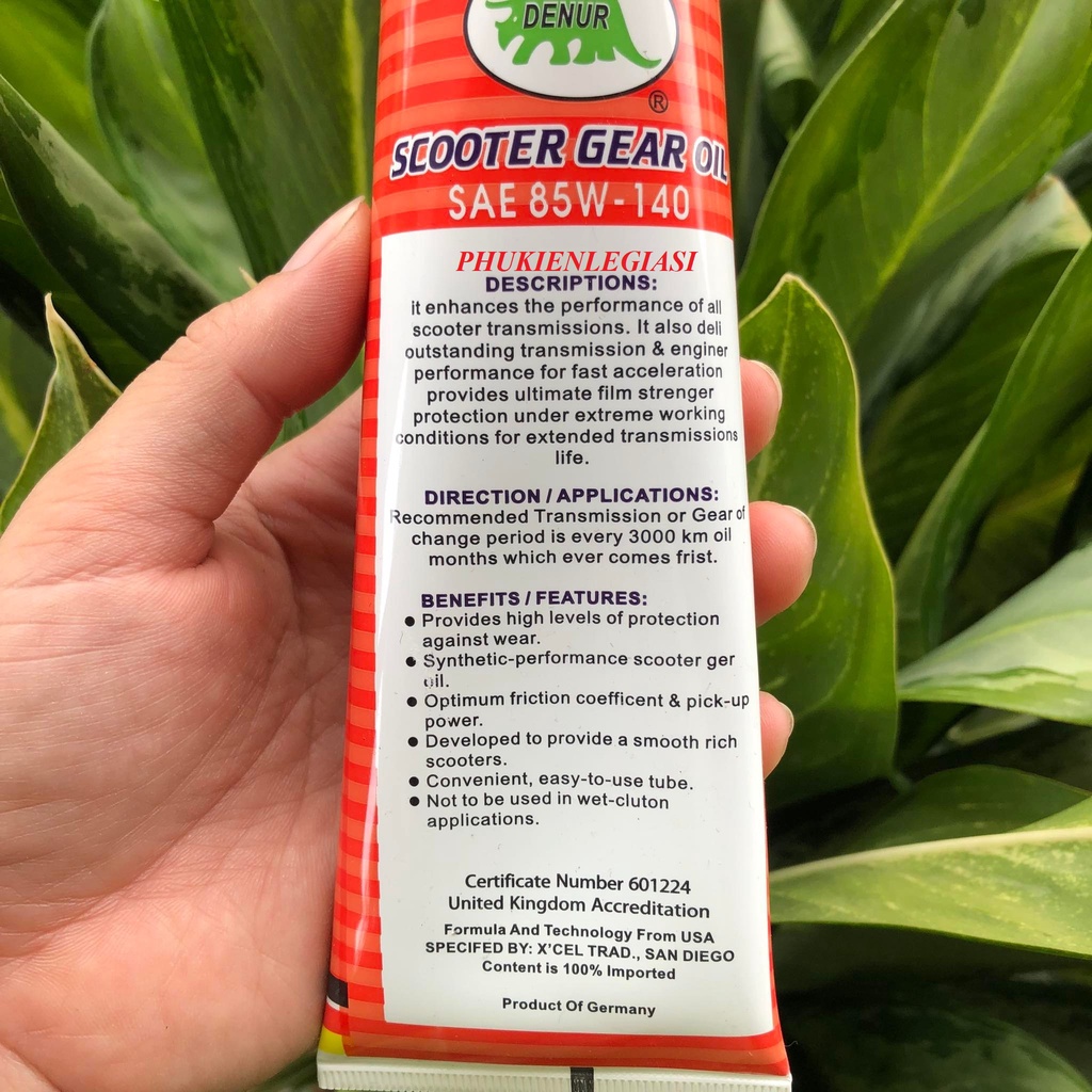 Nhớt láp (nhớt hộp số) xe tay ga DENUR SCOOTER GEAR OIL 85W-140 nhập khẩu Đức