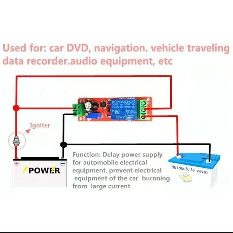 Module Relay 12v Tạo Trễ Đóng Ngắt / Bật Tắt Thiết Bị ((Mạch role tạo trễ NEC555)