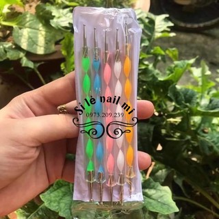 set chấm mi 5 cây làm nail