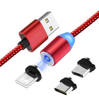 hàng hot - Cáp Sạc 1 Dây Dù 3 Đầu Nam Châm X-Cable 360 Cho Lightning - Type C - Micro Usb