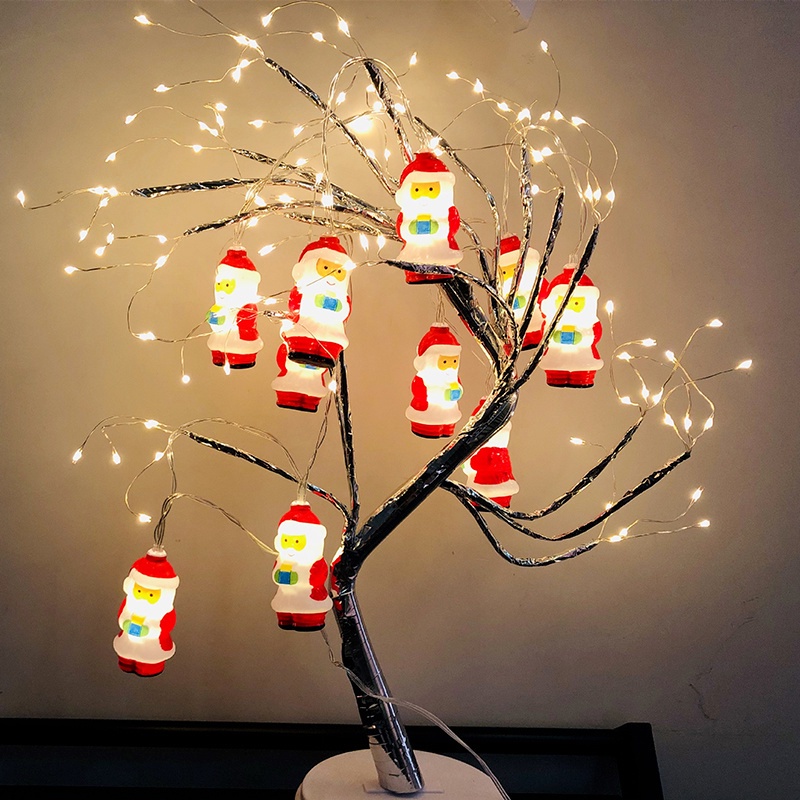 Dây Đèn LED 10 / 20 Bóng Hình Ông Già Noel Trang Trí Giáng Sinh