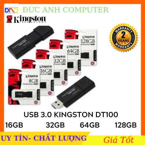 USB Kingston DT100G3 USB 3.0 16GB /32GB/ 64GB- Bảo Hành 2 Năm- 1 Đổi 1 - Tốc Độ Cao- Chính Hãng 100%