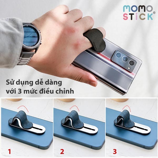 Momostick Matte giá đỡ điện thoại thông minh chống giật, rớt điện thoại phiên bản da