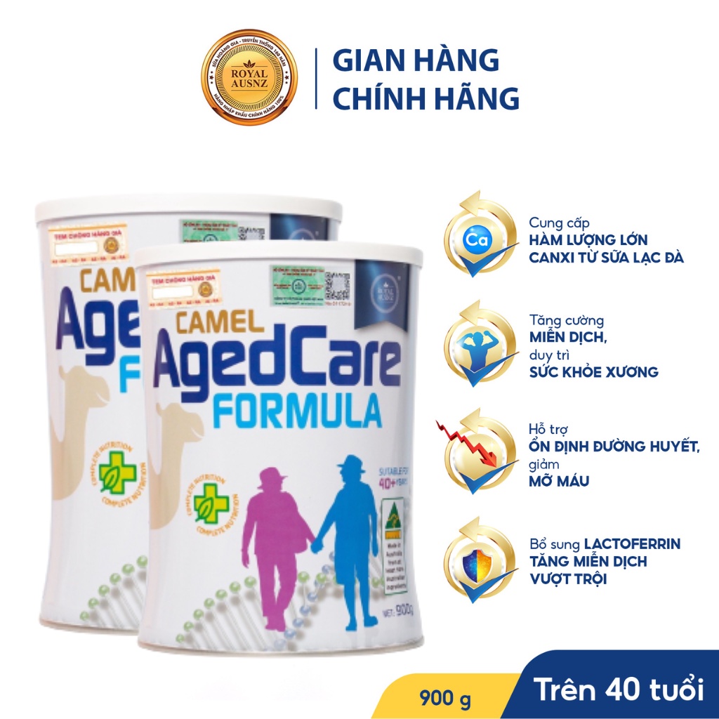 Combo 2 Hộp Sữa Camel Aged Care Formula ROYAL AUSNZ Bổ Sung Dinh Dưỡng Cho Người Trên 40 Tuổi 900g/hộp