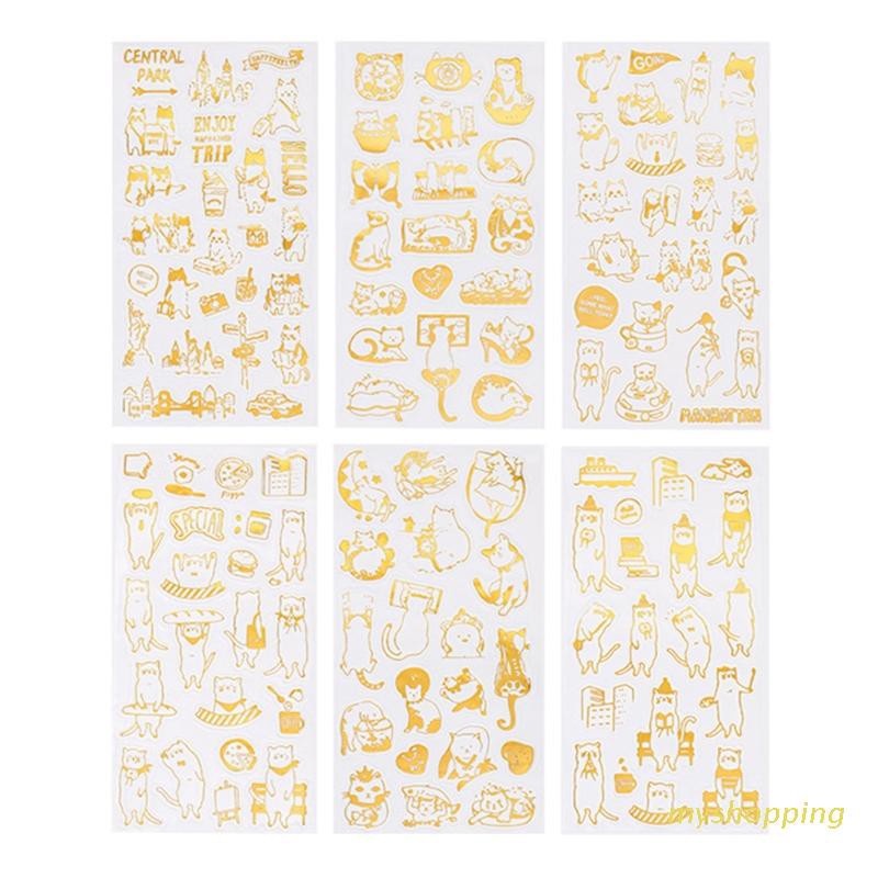 6 Tấm hình dán UV epoxy resin hình mèo xinh xắn trang trí thủ công DIY