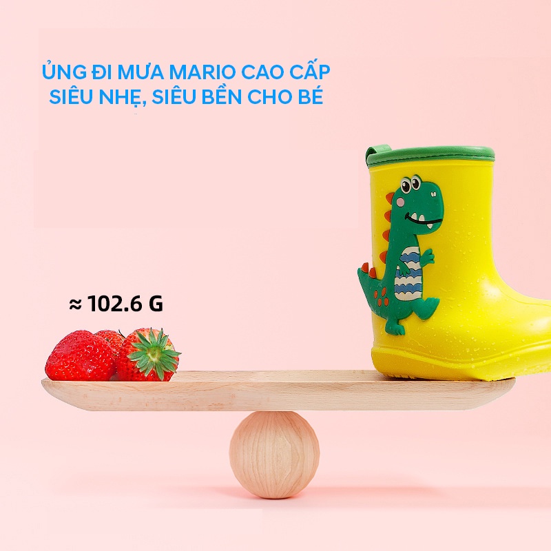 Ủng đi mưa cho bé hãng MARIO cao cấp siêu nhẹ chống trơn trượt, an toàn cho bé