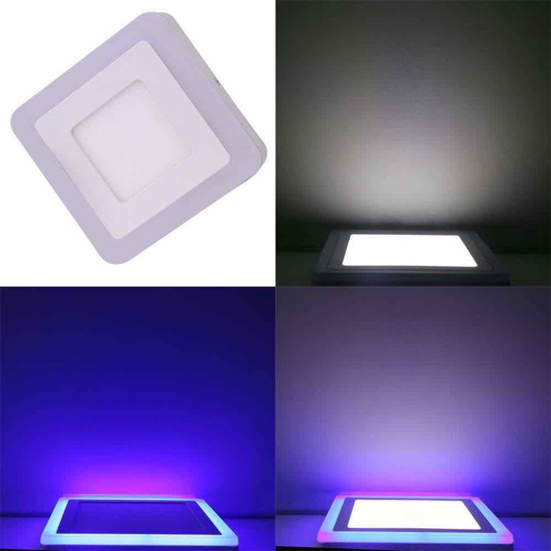 Đèn led ốp trần nổi vuông 12+4W viền xanh dương