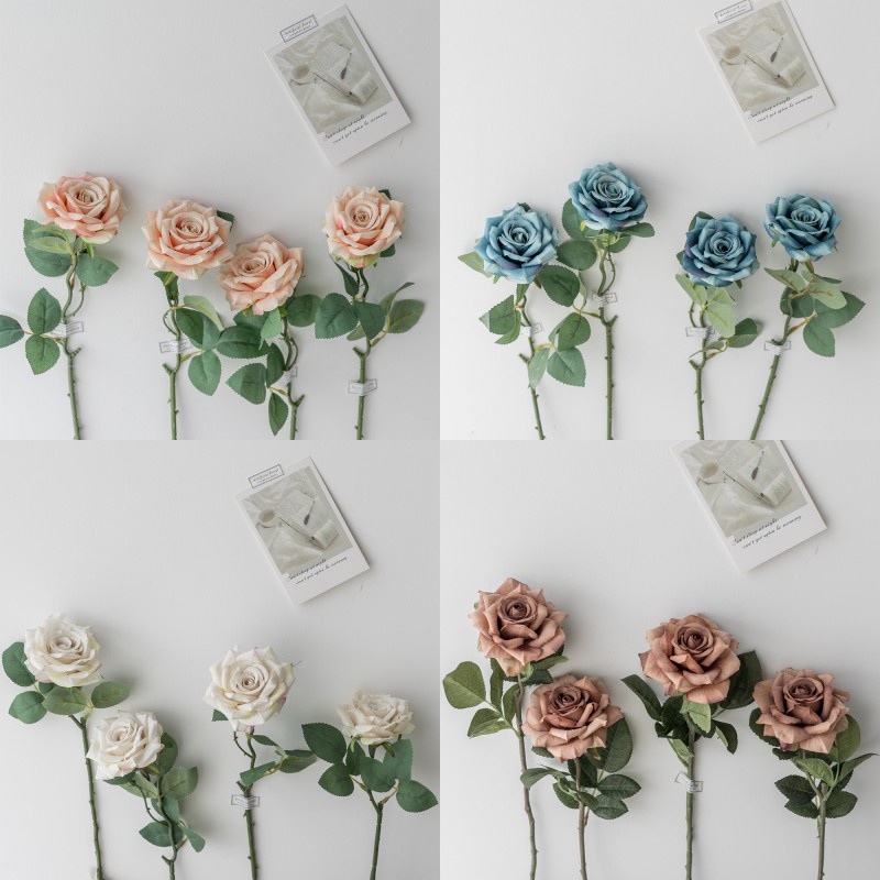 Bó Hoa Hồng Nhân Tạo Bằng Lụa Nhiều Màu Phong Cách Cổ Điển Dành Cho Trang Trí Nhà Cửa/ Văn Phòng/ Tiệc Cưới DIY