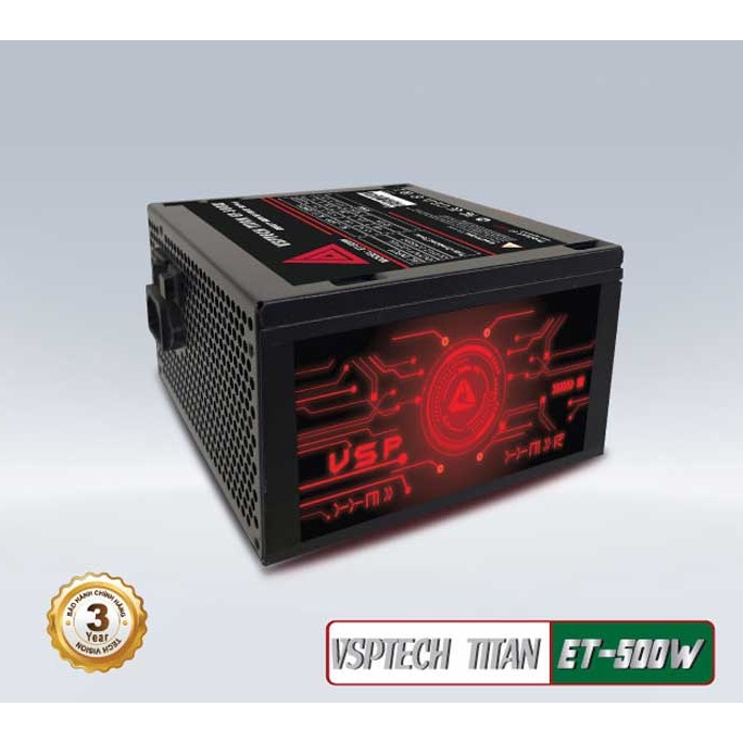 Nguồn VSP Titan ET ATX 500W LED + Dây Nguồn NEW